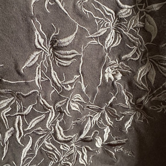 POETRY | Cotton Linen Blend Boxy Embroidered Sweatshirt | Size L - Picture 2 of 6